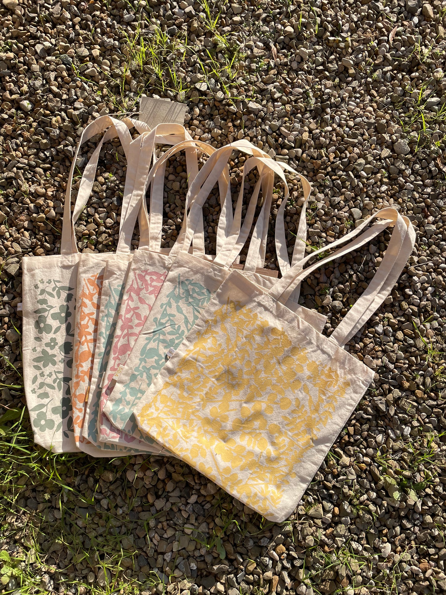 SHOPPER IN COTONE RICICLATO BOTANICA OCRA CALDA